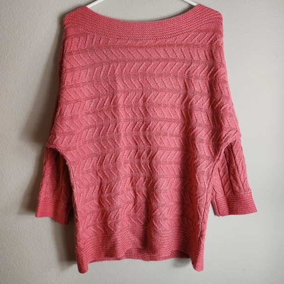 Soho NY&C Rose Pink Boatneck Cable Knit Lightweight Sweater-Size L - Picture 3 of 7